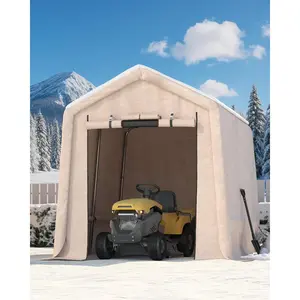 Garvee 7'x10' Heavy-Duty Portable Outdoor Storage Shed with Roll-Up Door & Vent, 240G Waterproof PE Tarp, UV-Resistant Shelter for Motorcycle, Firewood, Garden Tools, Bike, Lawn Mower