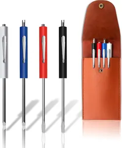 4 count Pocket  Set with 1 Synthetic Leather Case, Removable  Pen,  Slotting, Valve Core Tool Mini  with Dual Bits