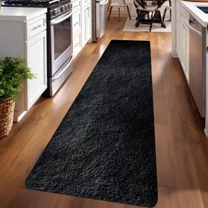 1PC， Black Rough Texture Patterned strip rugs, home décor, bathroom mats, entryway mats, bathroom non-slip mats, indoor entrance rugs, bedroom bedside mats, kitchen mats, hallway rugs, flannel sponge rugs, hallway runner rugs