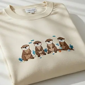 Otters EMBROIDERED Sweatshirt, Otter Mom Sweatshirt, Sea Otter Sweater, Otter Lover Gift, Otter Shirt, Cute Sweater, Animal Sweater