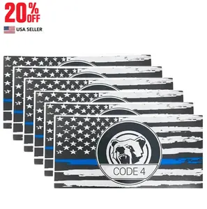 6PCS Thin Blue Line USA Flag Car Sticker Set – Code 4 Support Decal for Car, Truck, Window & Laptop