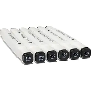 6pcs Black Dual Tips Alcohol Markers Set Double Tipped Art Markers for Drawing Sketching, Suitable for Beginner Adults Artists