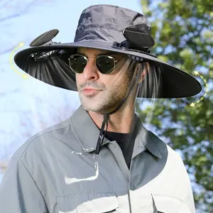 Solar-Powered Wide Brim Sun Hat with Built-in Fans, UV Protection, Ideal for Fishing & Outdoor Activities, Lightweight & Durable Design