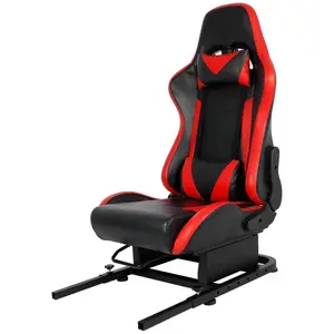 Supllueer Racing Rear Seat Stand with Leather Gaming Chair for Steering Wheel Mount to Expand into Race Simulator Cockpit Fit for Logitech, Thrustmaster, Fanatec, G29 G920 G923