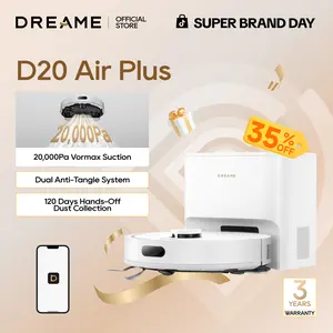DREAME D20 Air Plus/ D20 Plus Robot Vaccum and Mop Combo with 20,000Pa Suction, Anti-Tangling Tech, Auto-Emptying Dock, Deep Carpet Cleaning and Smart Navigation Black