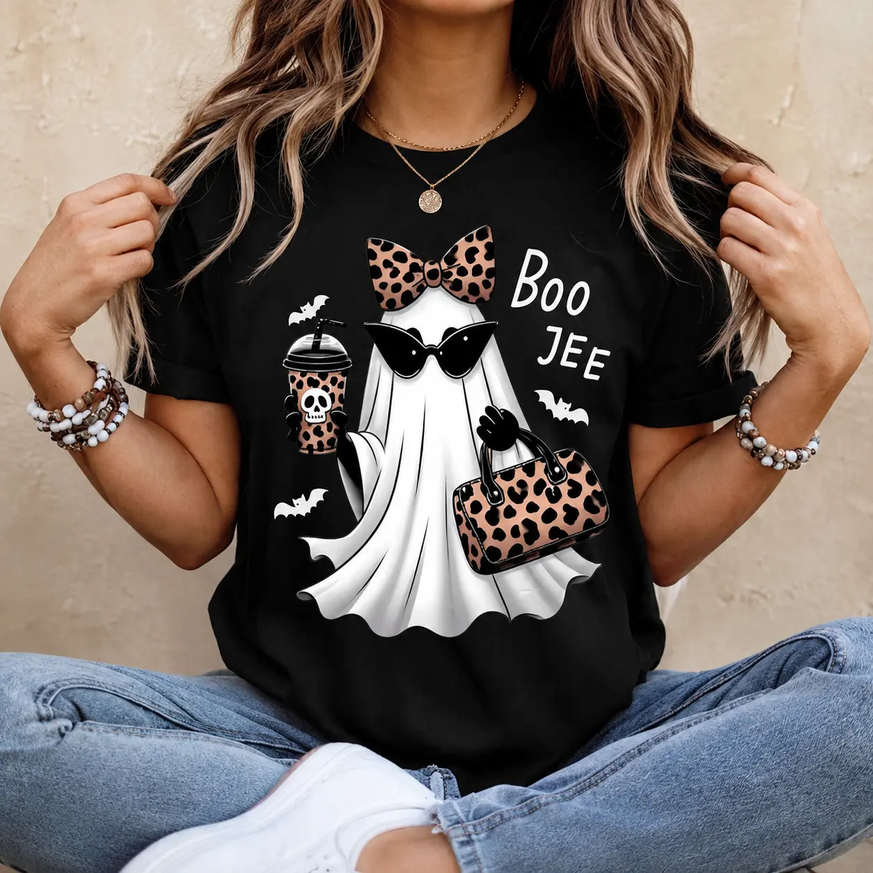 Boo-Jee Ghost Shirt Leopard Ghost Tee Ghost Coffee Shirt Funny Fall Shirt Ghost Tee Girly Halloween Gift Boojee Shirt Check Customized