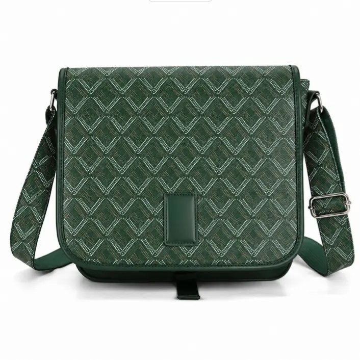 A flap-closure messenger bag featuring a wide shoulder strap; this vintage-inspired, unisex, square-shaped bag is perfect for travel as well as for everyday casual use.