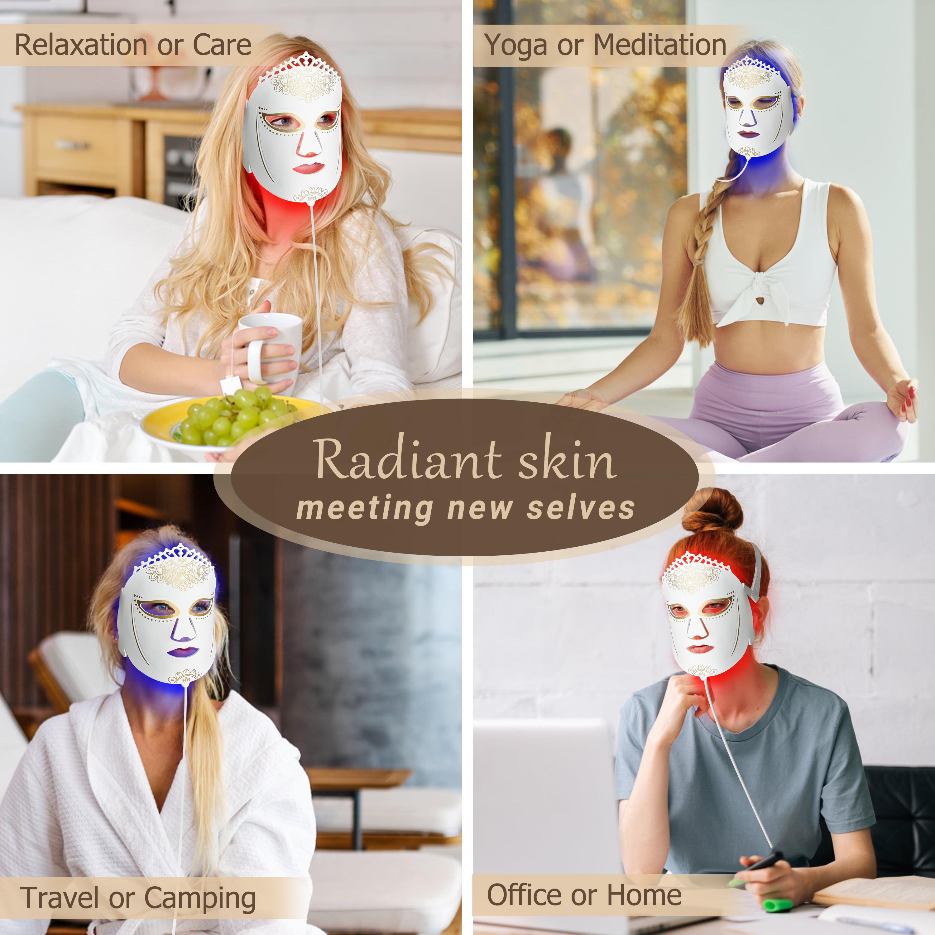 ZJKC 7-Color LED Face Mask, Electric Facial Skincare Device for Adults (All Skin Types) - Skin Repair, Reduces Fine Lines, Acne, Wrinkles & Dark Spots, Portable Home/Travel Set, Creative Mother’s Day Gift holiday mothersdaygift
