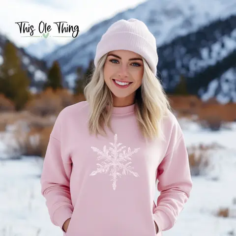 Distressed Snowflake Crewneck Sweatshirt | Vintage Christmas Winter Sweatshirt, Unisex, 9 Colors, S-4XL