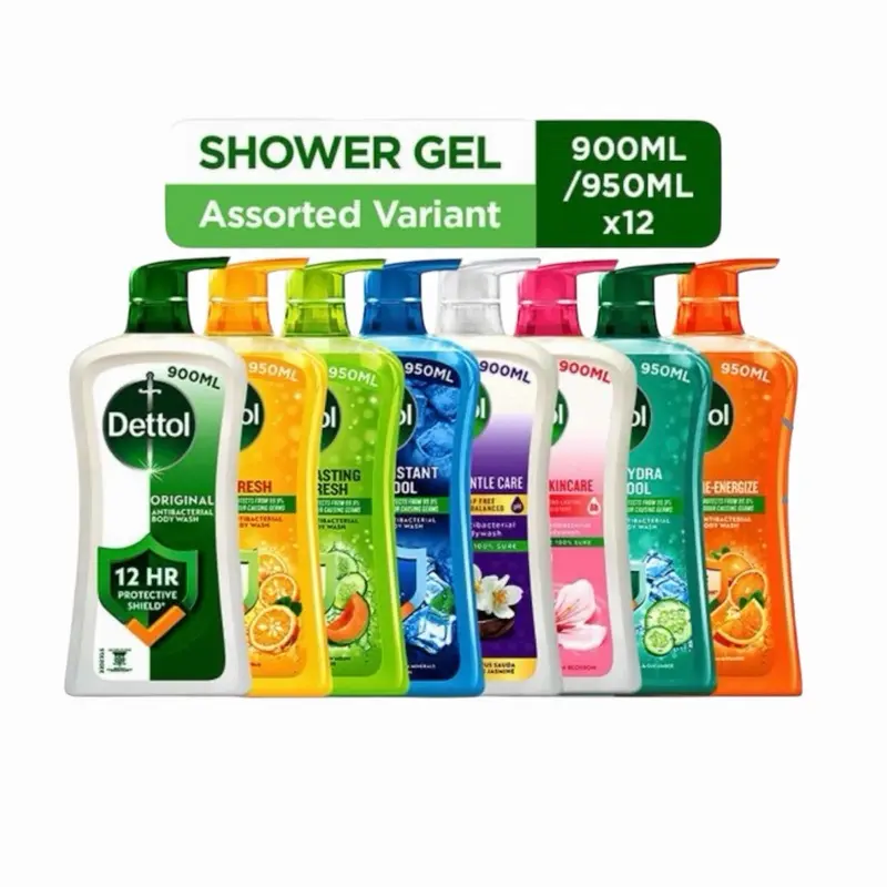 Dettol Body Wash & Shower Gel Variety Bundle, 900ml Large Bottle – Gentle Cleanser for Sensitive Skin Daily Body Care, Antibacterial, TikTok Choice Best Seller