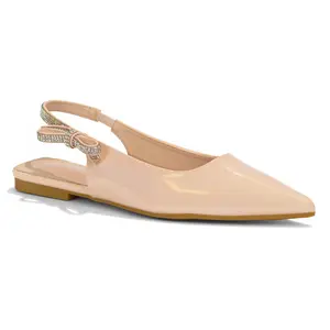 Rivets - Women's Embellished Slingback Flats, Closed Pointed Toe Design, Chic & Comfortable for Work or Special Occasions
