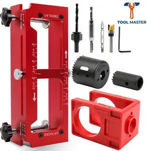 Door Hinge Jig & Door Lock Installation Kit, Aluminum Alloy Router Template, Adjustable 2.5"–5" Hinge Mortise Jig, Square & Radius Corners for Wood Doors DIY Tool