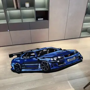 Cool Car Carpet Rug, Soft Wool-Like Material, Thick 10mm, Home Decorative Rug, Indoor Decorative Mat, Suitable for Game Room, Living Room, Bedroom