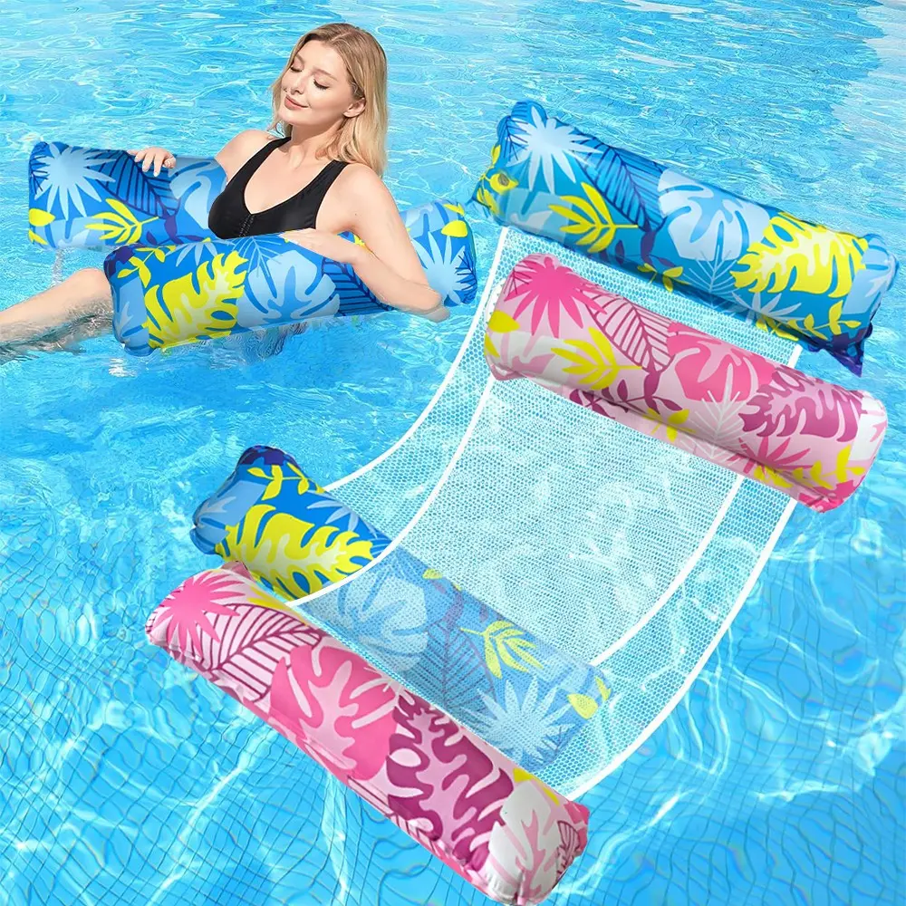 Adult Inflatable Pool Float Set, 4-In-1 Multi-Functional Water Hammock, Relaxing Chair Floating Raft, Pool Float Chairs, Summer Fun and Rest