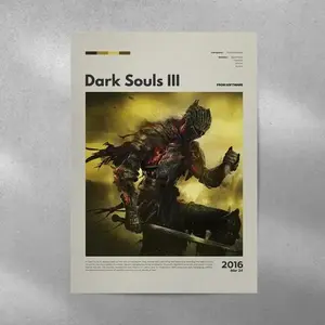 Dark Souls Inspired Gaming Poster – Vintage Dark Fantasy Wall Art, Canvas Print for Gamers, Video Game Room Decor, Bedroom Dorm Gift