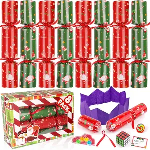 Christmas Party Favors 8 Pack No-Snap Cracker with Hat Joke Gift for Kids Adults Holiday Dinner Traditions Gift for Her