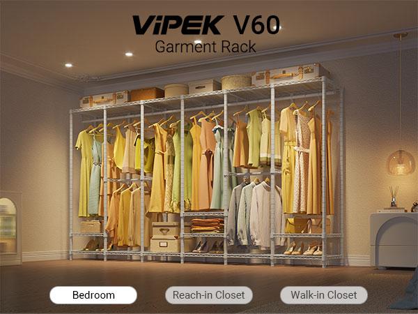VIPEK V60 Series Extra Large Portable Closet Rack Heavy Duty Clothing Rack for Hanging Cloth Freestanding Wardrobe for Bedroom Organizer Adjustable Hanger