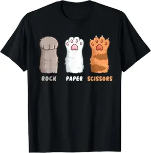 Cat Lover Cat Owner Funny Cat Rock Paper Scissors T-Shirt