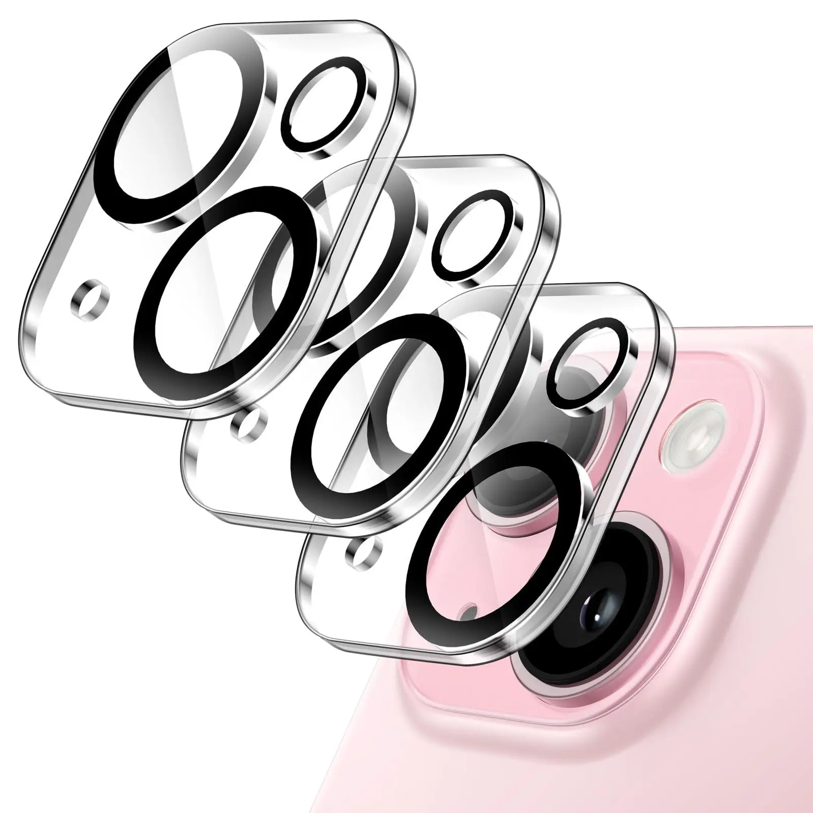 JETech Camera Lens Protector for iPhone 15 Series and iPhone 15 Series, 9H Tempered Glass, Anti-Scratch, Case Friendly, Does Not Affect Night Shots, HD Clear, 3-Pack
