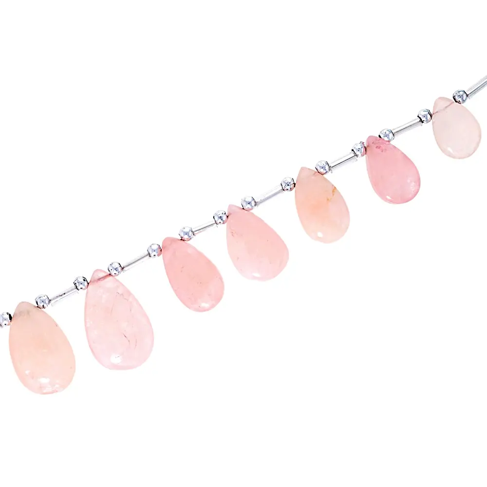 JTV Morganite Pear Shape Bead Strand Approximately 8" in Length