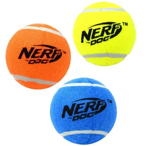 Nerf Dog Squeak Tennis Ball Toy | 2.5-Inch Durable Rubber Balls (3-Pack) | High-Bounce, Dishwasher Safe, Bright Colors | Fun Fetch for All Dogs