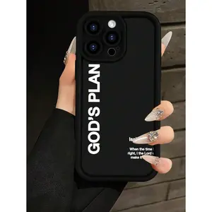 "God's Plan" Text Pattern TPU Phone Case, Anti Fall And Shockproof, Birthday Or Festival Gift For Men And Women For IPhone 16 15 14 13 12 11 XS XR X 7 8 Plus Pro Max SE.