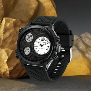 Men's multifunctional digital sports watch. Features: dual display, waterproof, stopwatch and date. With rubber strap, perfect for gym, travel and daily use. Ideal gift for birthdays and anniversaries. outdoorfun Rose Gold Crystal Touch Screen