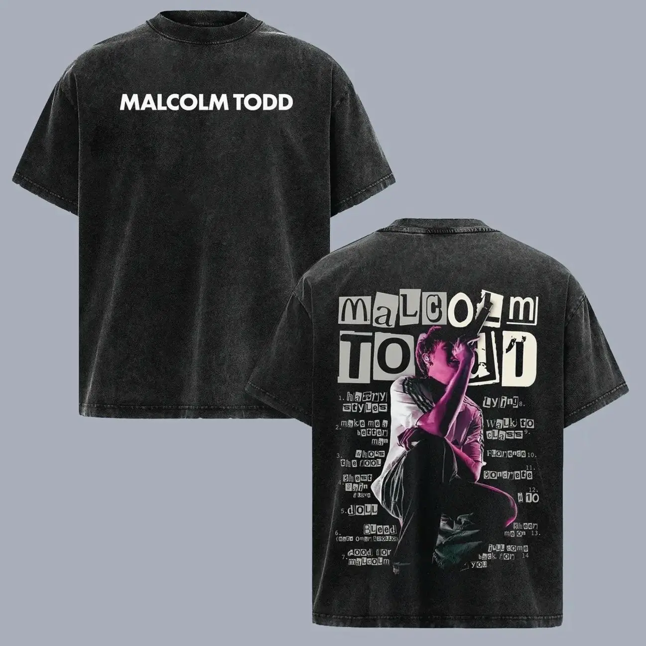 Malcolm Todd Vintage Washed T Shirt, Indie Pop Graphic Tee, Sweet Boy Album Tracklist Shirt, Double Sided Concert Merch, Retro Aesthetic Oversized Unisex Heavyweight Cotton Tee, Indie Music Fan Gift Shirt 95F