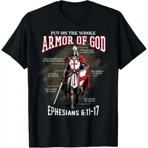 Full Armor of God Men Women Christian Bible Verse Gift T-Shirt Inspirational Religious Apparel Faith Based Clothing for Church Events Daily Weartrendy t-shirts cotton graphic tees