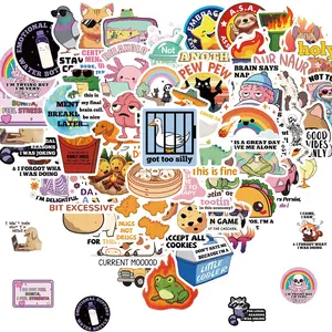 50 Pcs Funny Stickers for Adults, Waterproof Vinyl Meme Stickers, Laptop & Water Bottle Adhesive Decals, Gift for Men Women, Scrapbook Planner Supplies