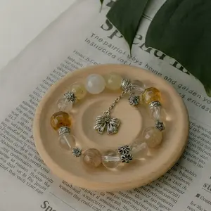 Handmade Natural Quartz Bracelet with Tibetan silver Quartz Beads Adjustable Wrist Size 14.5cm-17cm Daily Wear