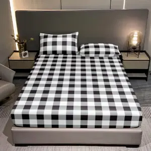 3pcs Checkered Modern Bed Sheet Set, Anti-Slip High Elasticity, No Iron, Includes Comfortable Mattress Cover and Two Pillowcases