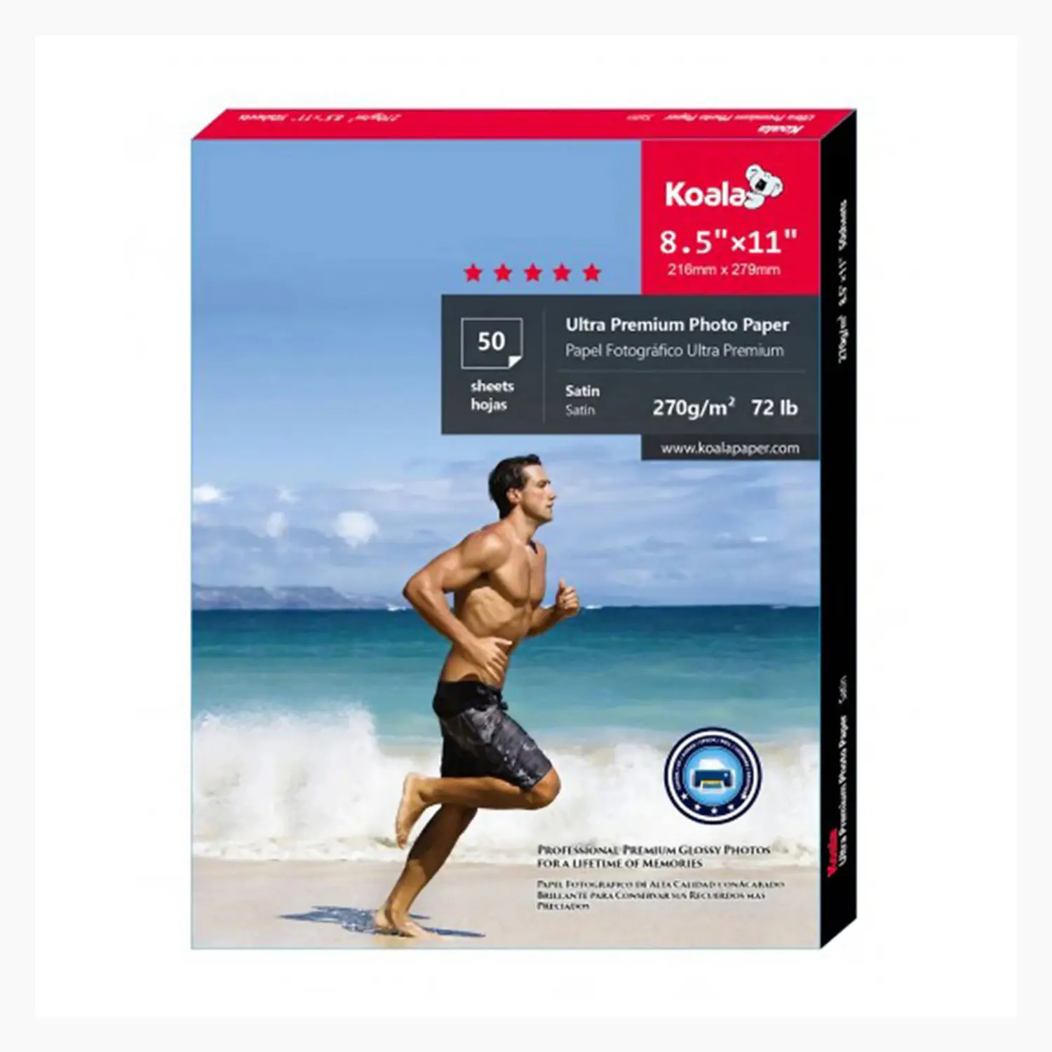Koala Premium RC Satin Photo Paper 8.5"x11" 270gsm 50 Sheets for Inkjet Printers Semi-Gloss Archival Quality Waterproof Fade-Resistant, DIY Craft Paper