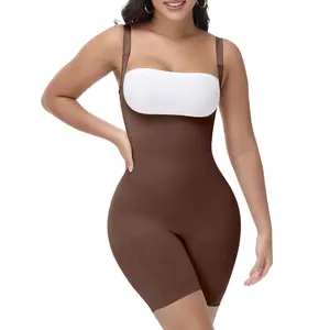 COOSHAPE Open Bust Shapewear Tummy Control Mid Thigh Bodysuits for Women Seamless Compression High Waisted Butt Lifting Body Shaper Fajas Colombianas