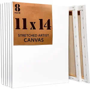 Stretched Artist Canvas | 11x14 inch | Value Pack of 8 Canvases for Painting, Primed & Ready to  Art Supplies for , Oil, Mixed Wet Media, & Pouring,  Cotton with Pine  Frame