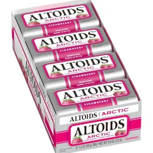 ALTOIDS Arctic Strawberry Breath Mints Hard Candy Bulk, 1.2 oz Tin (Pack of 8)