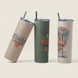 Coors Rodeo 90s Cowboy Stainless Steel Tumbler, Vintage 2000s Graphic Western Cup, Retro Coors Design Portable Drinkware, Rodeo 20oz Adult Skinny Water Bottles, Wild West Gift, Cool Gift For Him, Portable Bottled Mug, Bottles and Flasks