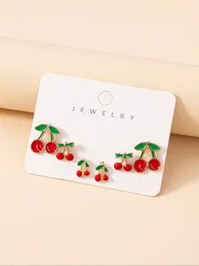Cute Cherry Design Earrings, Fashionable Jewelry for Women & Girls, Trendy All-match & Exquisite Jewelry for Birthday Gift