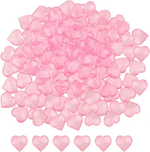 220 Pieces Pink Acrylic Heart Flat Back Heart Gems for Valentine's Day Decorations, Vase Filler