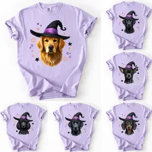 Comfort Colors Dog Halloween Shirt: Dog Witch Hat, Featuring Multiple Cute 50 Breeds Graphic, Funny Puppy Lover Shirt for Pet Parents, Cozy Unisex Dog Lover Tee Gift for Dog Halloween and Pet Lovers