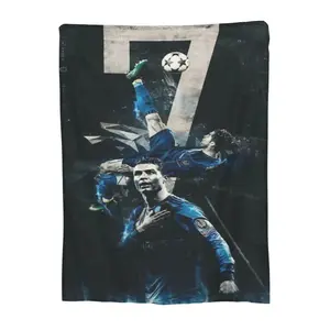 CR7 Style Pattern Flannel Blanket, Soft and Comfortable Parabola, Perfect for New Year, Thanksgiving, Christmas, St. Patrick's Day, Valentine's Day Gift - 100% Polyester, Multi-color, Flannel, Blanket, Best for Christmas, Perfect for Thanksgiving