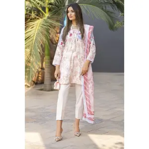 3pc Printed Lawn Summer Outfit with Chiffon Dupatta by Dress Code GKJ1