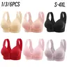 1/3/6PCS Women's Front Closure Bras Push-Up Jacquard Bra Posture Full Coverage Underwire Unlined Seamless Bra for Daily Wear All Seasons, Push bra,Womenswear, Unlined Bra, Wireless Underwear Bras