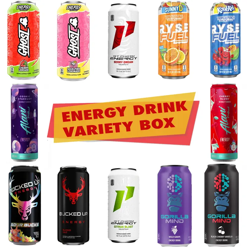 Energy Drink Variety Box - 12 Pack Assorted Energy Drinks - 1st Phorm, Ryse, Alani Nu & More! Beverage Sport