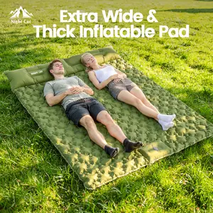 Night Cat Camping Sleeping , Extra Thick 5 Inch Camping Mat, Built-in Foot Pump Inflatable Sleeping ,Compact for Camping BackpackingHiking Traveling Tent, camp gear, road trip ,cot pad, inflation Pump air pillow,Summervibes Airbed Double Self Inflating Be