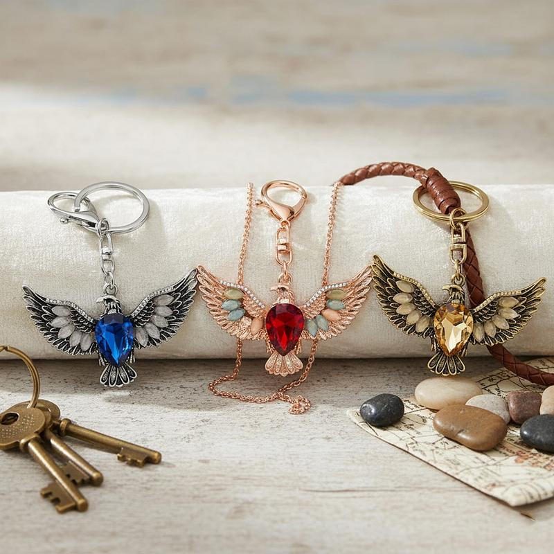 Shop LC Multi Color Glass and Crystal 3-piece Set Eagle Keychain