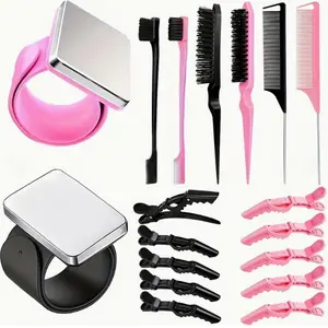 Hair Styling Tool Set, 18pcs/set Magnetic Wristband & Hair Brushes & Combs & Hair Clip, Professional Hair Styling Tool for Salon & Barber Shop, Haircare, Hair Styling Accessories, Heatless Styling Tools