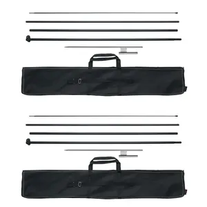 【fathersdaygift】VEVOR Feather Flag Pole Kit, 2 Packs Swooper Flag Pole 16.3 ft, Sign Flag Poles for Business Advertising Flags Outdoor, with Ground Stakes and A Carrying Bag (Flag Not Included) Aluminum Banner