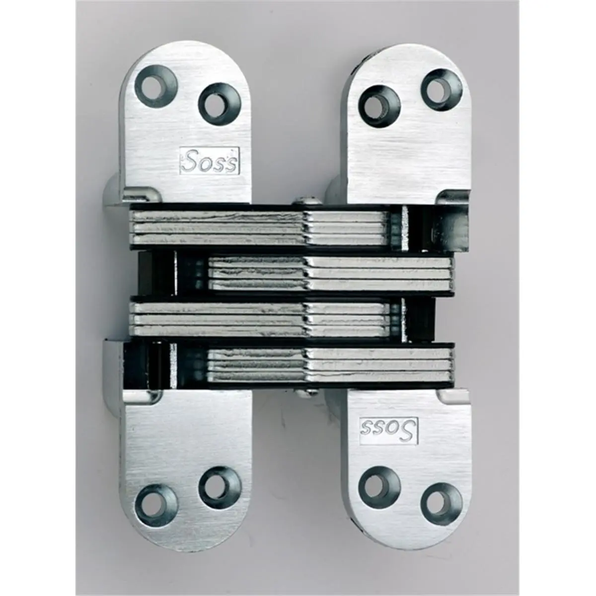 SOS Cabinet Style Concealed Hinges for Wood or Metal, Invisible Flush Fit with 180-Degree Rotation, Satin Chrome Finish for 2" Minimum Thickness, 1-Piece