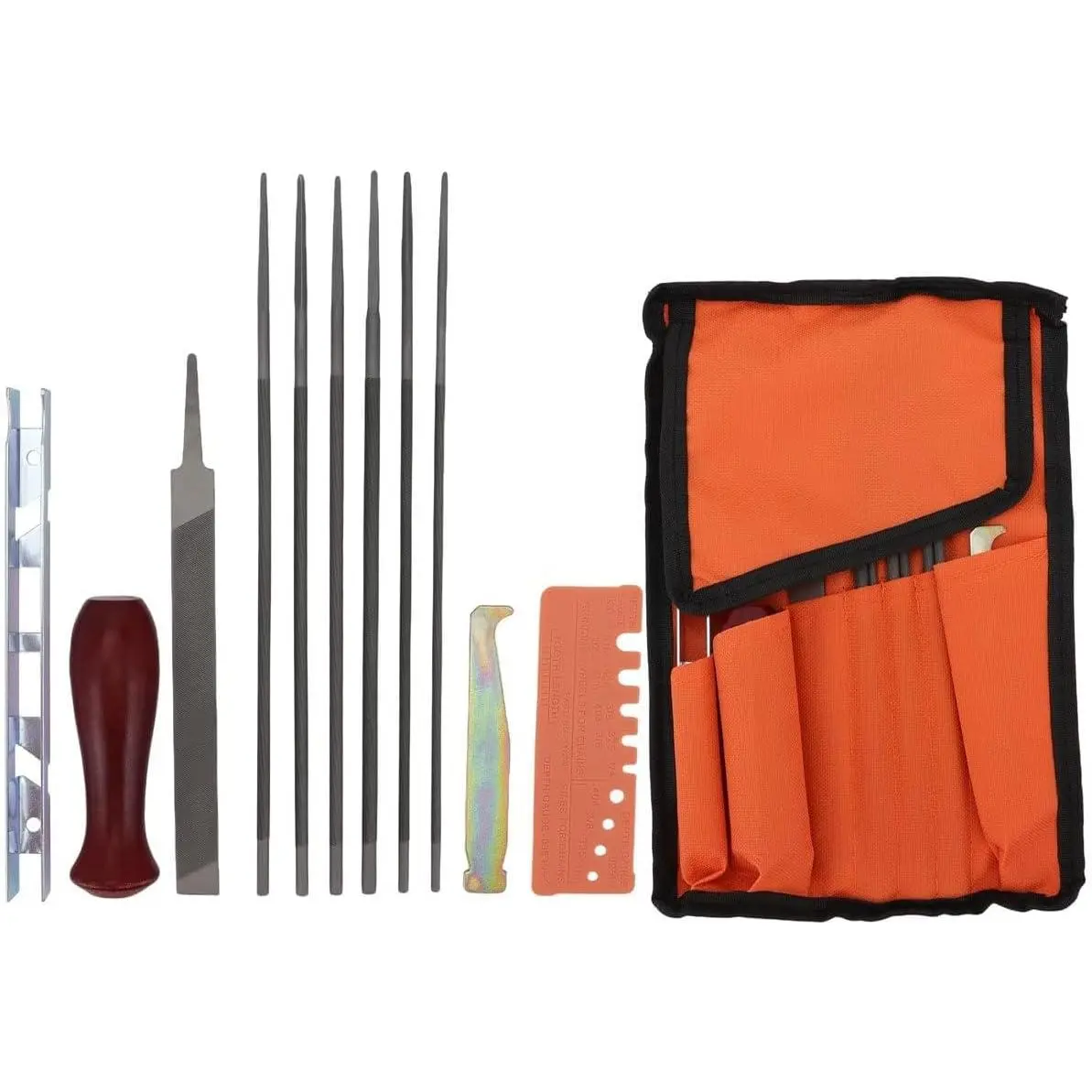 12 Pack Chainsaw File, Chainsaw Sharpener Kit, 5/32", 3/16", 7/32", 1/8", 11/64", 13/64" Round Chainsaw Sharpening, 6 Inch Flat File,Depth Gauge,Quick Check Gauge, Chain  Sharpener Tool